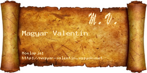Magyar Valentin névjegykártya